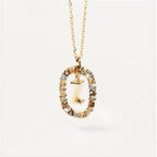 Colored Rhinestone Alphabet Necklace - Viexta
