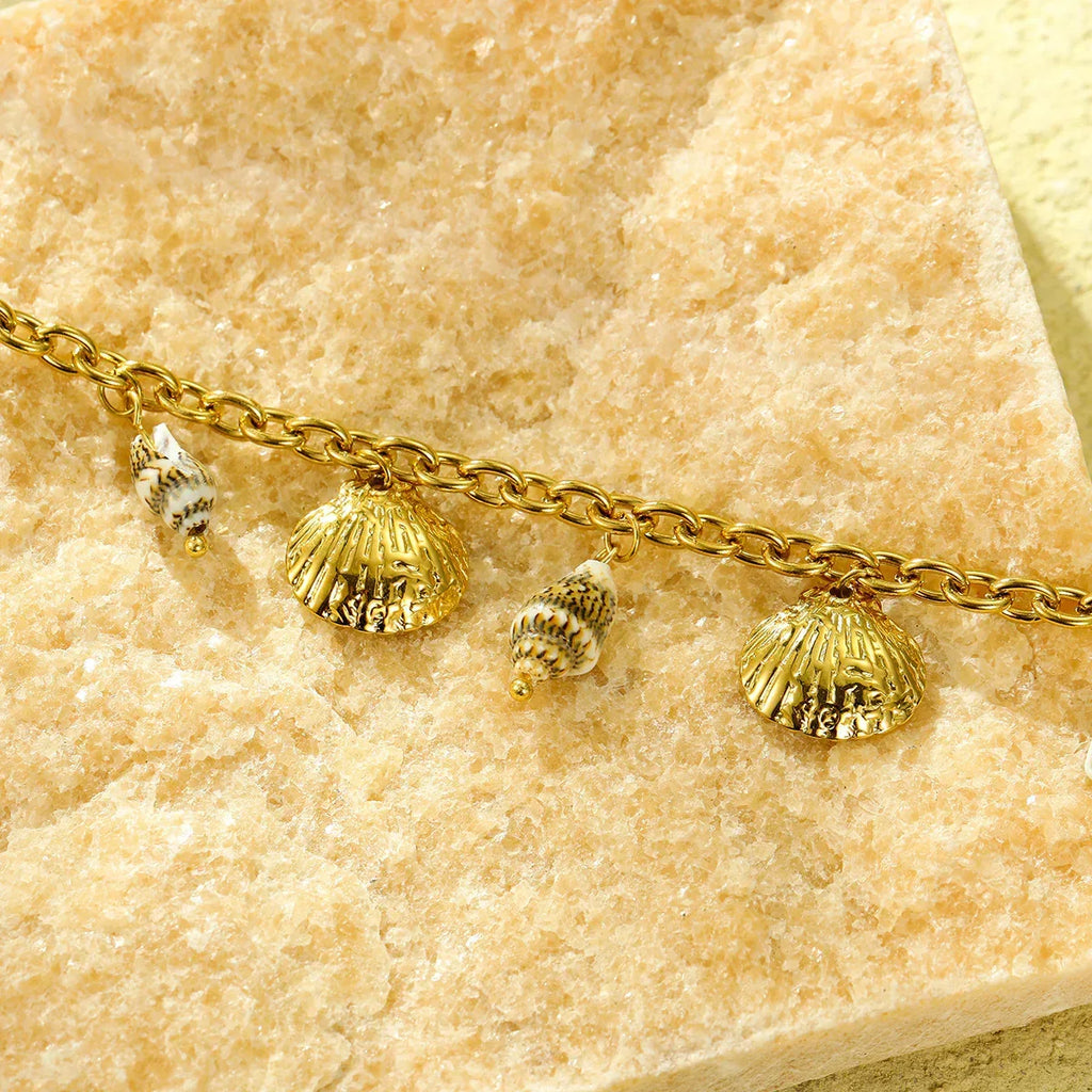 ocean-style-18k-gold-titanium-steel-shell-necklace - Viexta