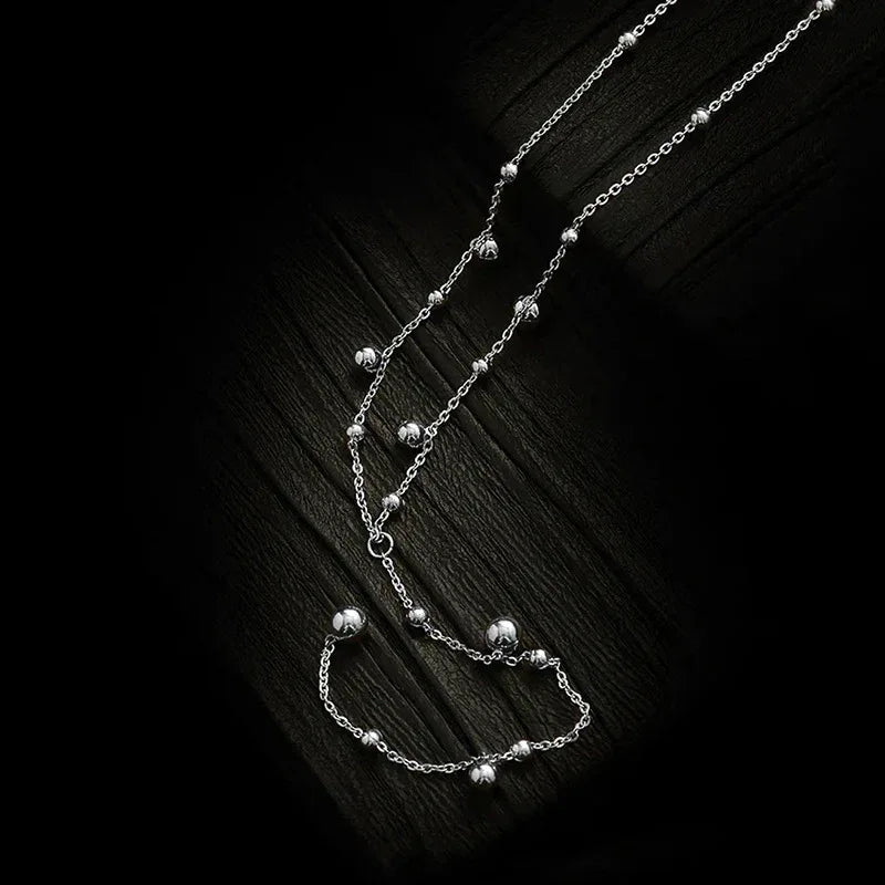 S925 Sterling Silver Beanie Tassel Long Flow Necklace - Viexta