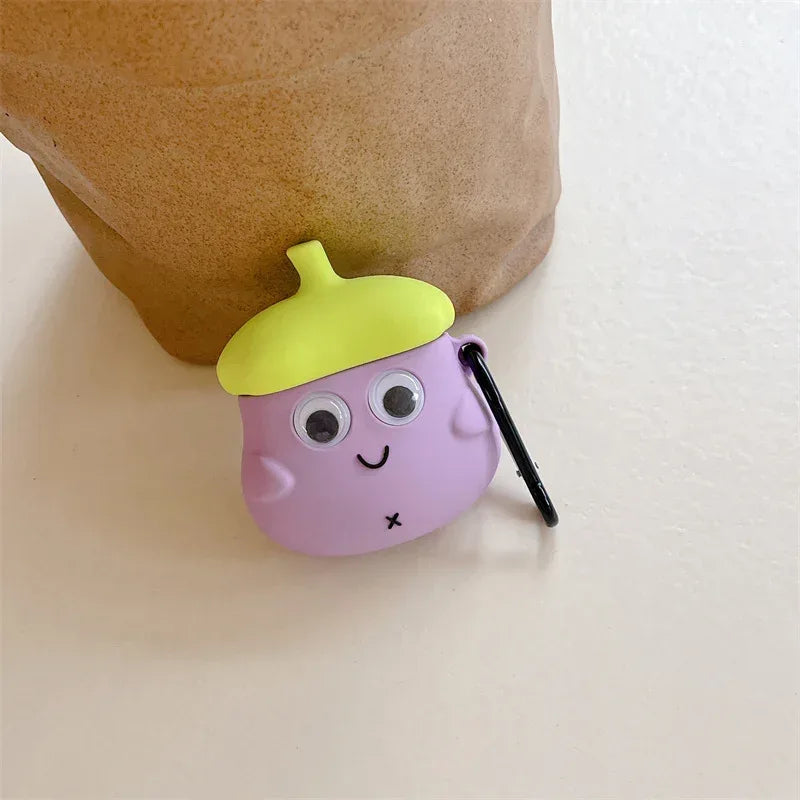 Cute Eyes Eggplant Earphone Case - Viexta