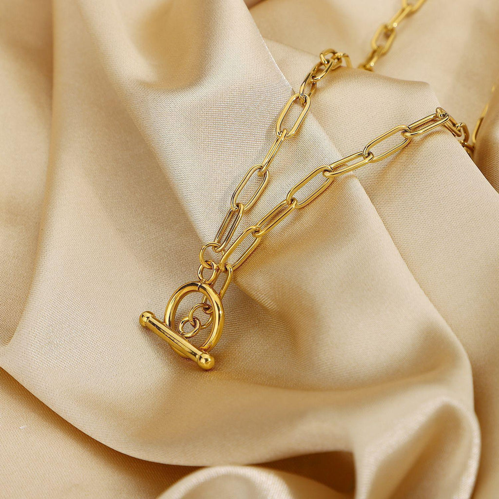 Vacuum Gold Plated Stainless Steel OT Necklace - Viexta