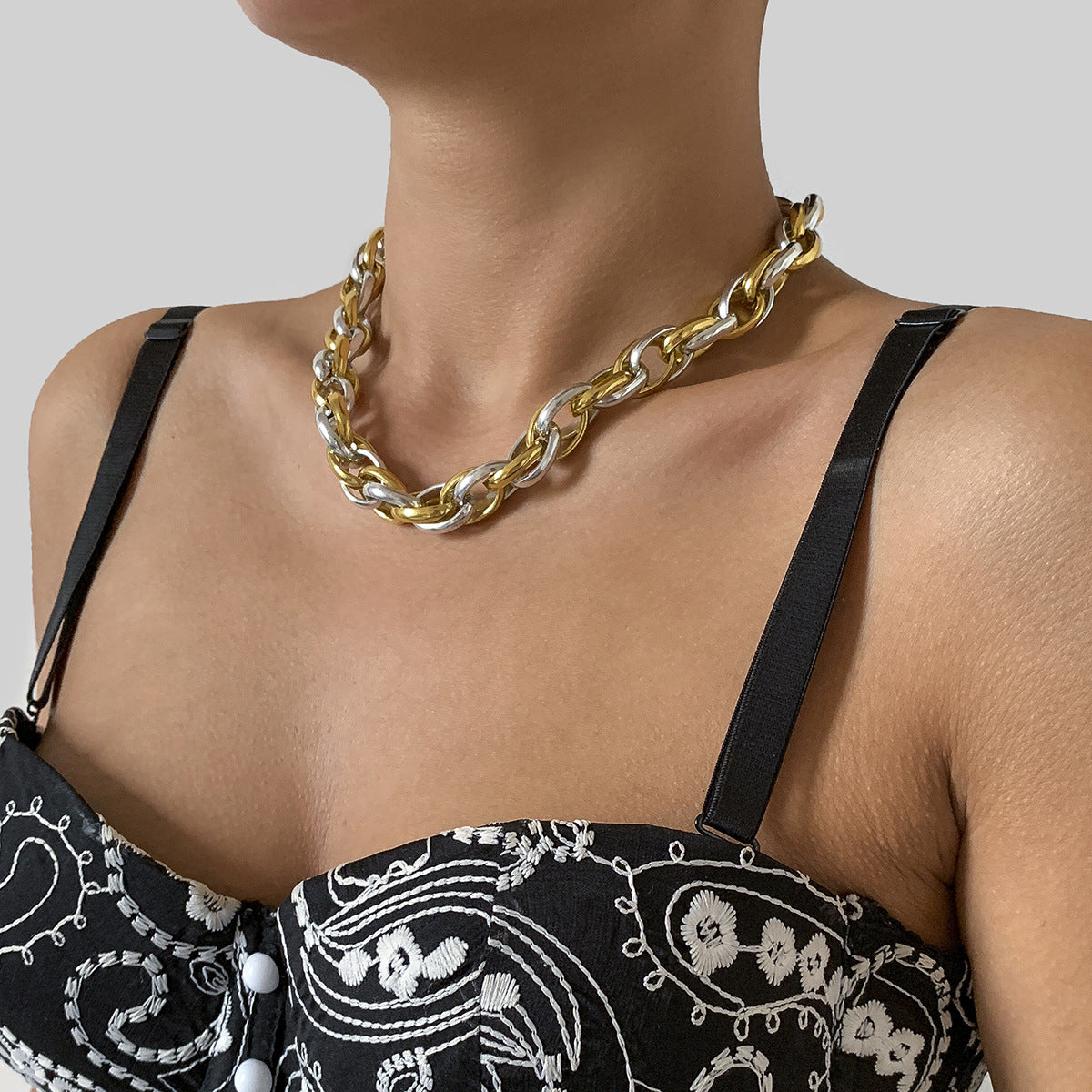 18k Cross Chain Punk Interwoven Twist Neckpiece