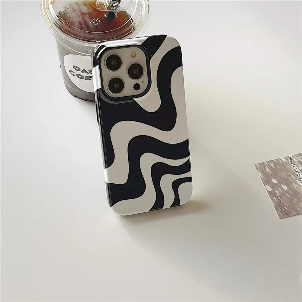 Black And White Irregular Stripes iPhone Case - Viexta