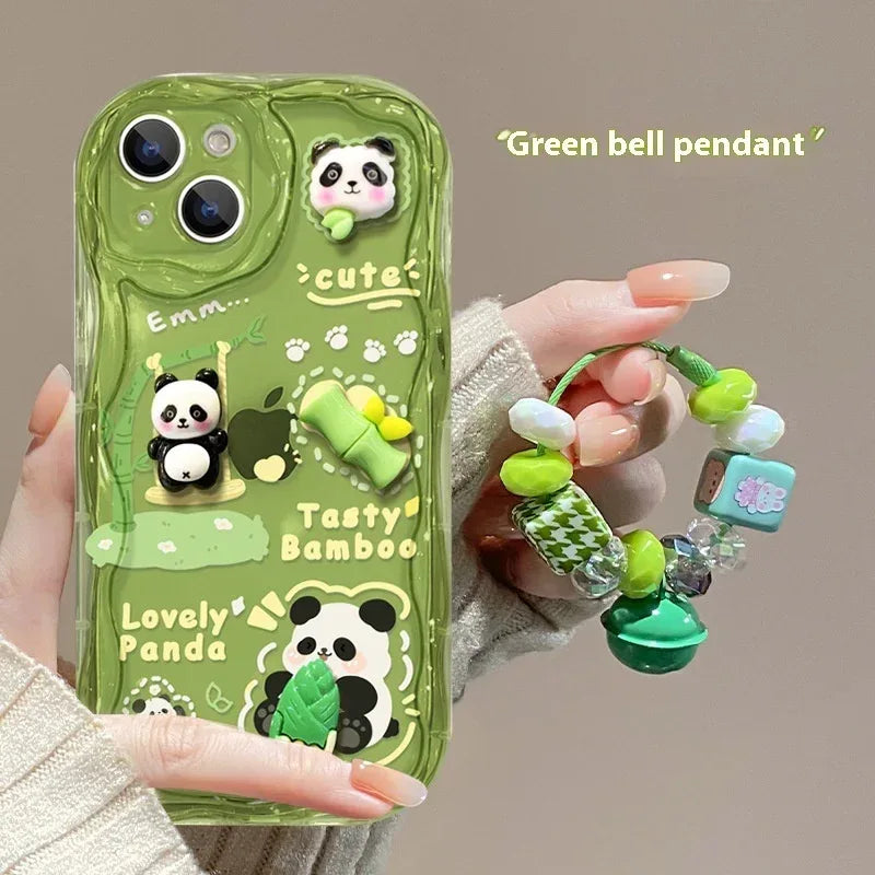 Drop-resistant Cute Panda Doll Pendant iPhone case - Viexta