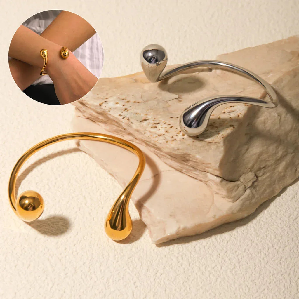 Minar Hip Hop Irregular Water Drop Twist Cuff Bracelet - Viexta