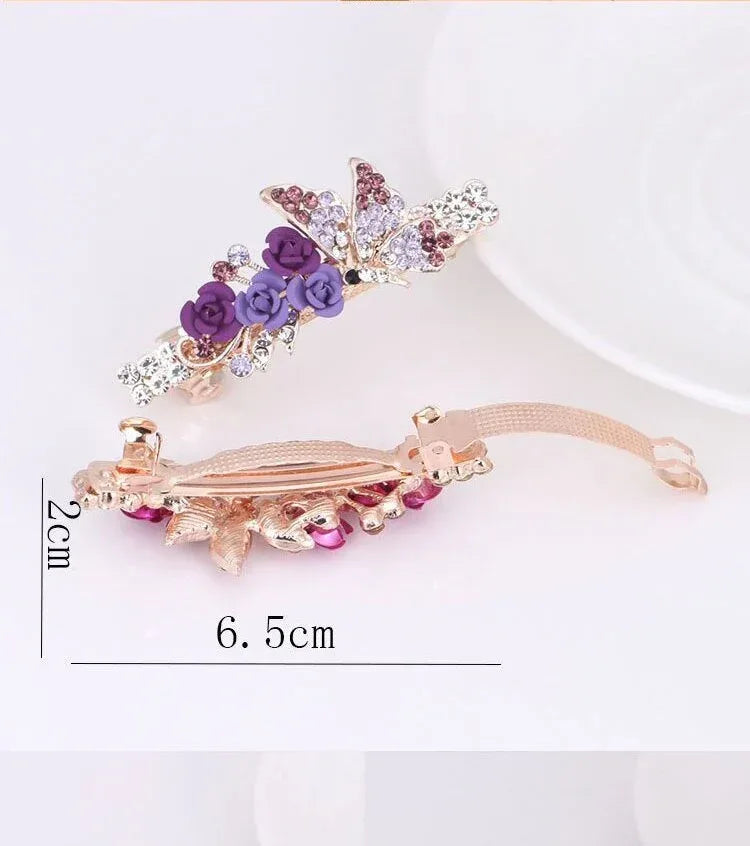 Rhinestone Hairpin Ponytail Clip - Viexta