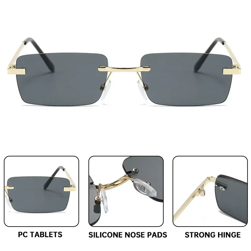 Square Frameless Trimming Sunglasses - Viexta