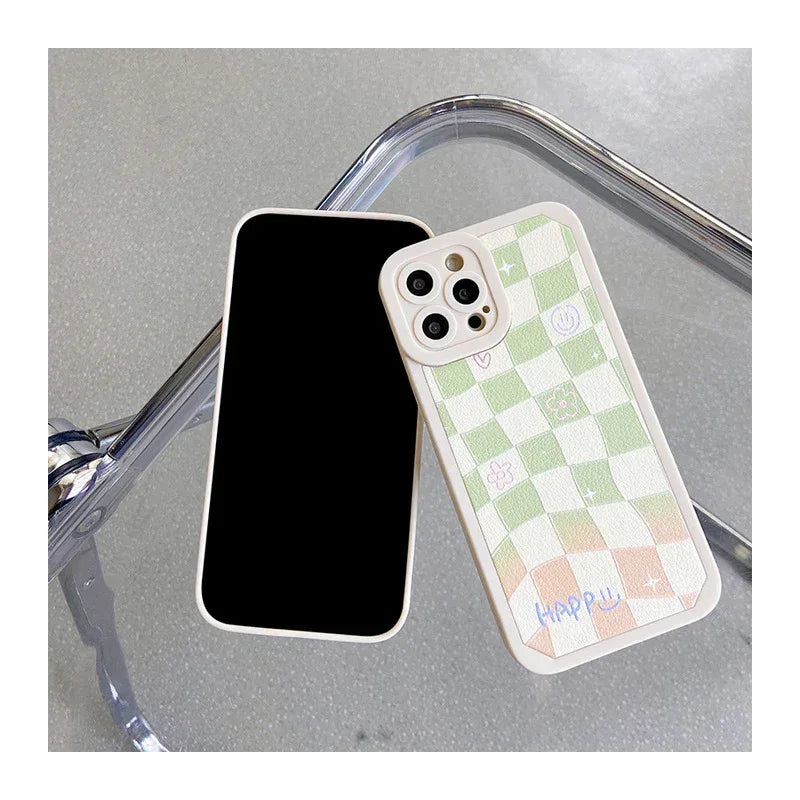 Checkerboard Flower Smile iPhone Case - Viexta