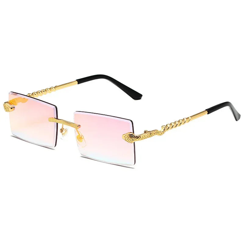 Snake Metal Cut Edge Square Sunglasses - Viexta