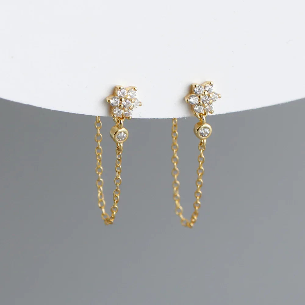 Plum S925 Sterling Silver Tassel Chain Earrings - Viexta