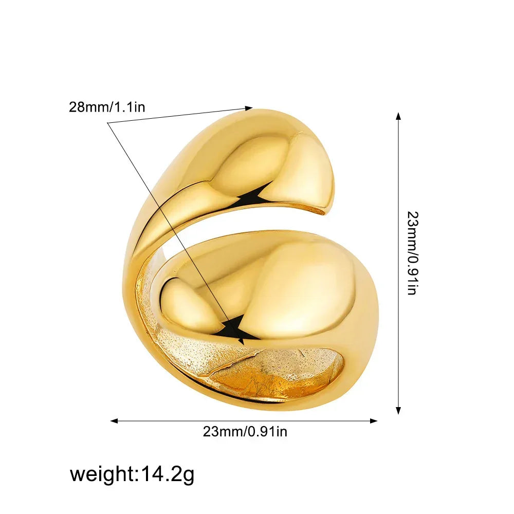 irregular-titanium-steel-ring-with-water-droplet-knot-opening - Viexta