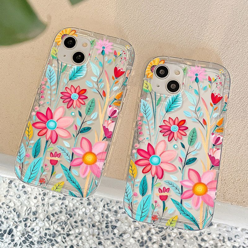 Transparent Colorful Flowers iPhone Case