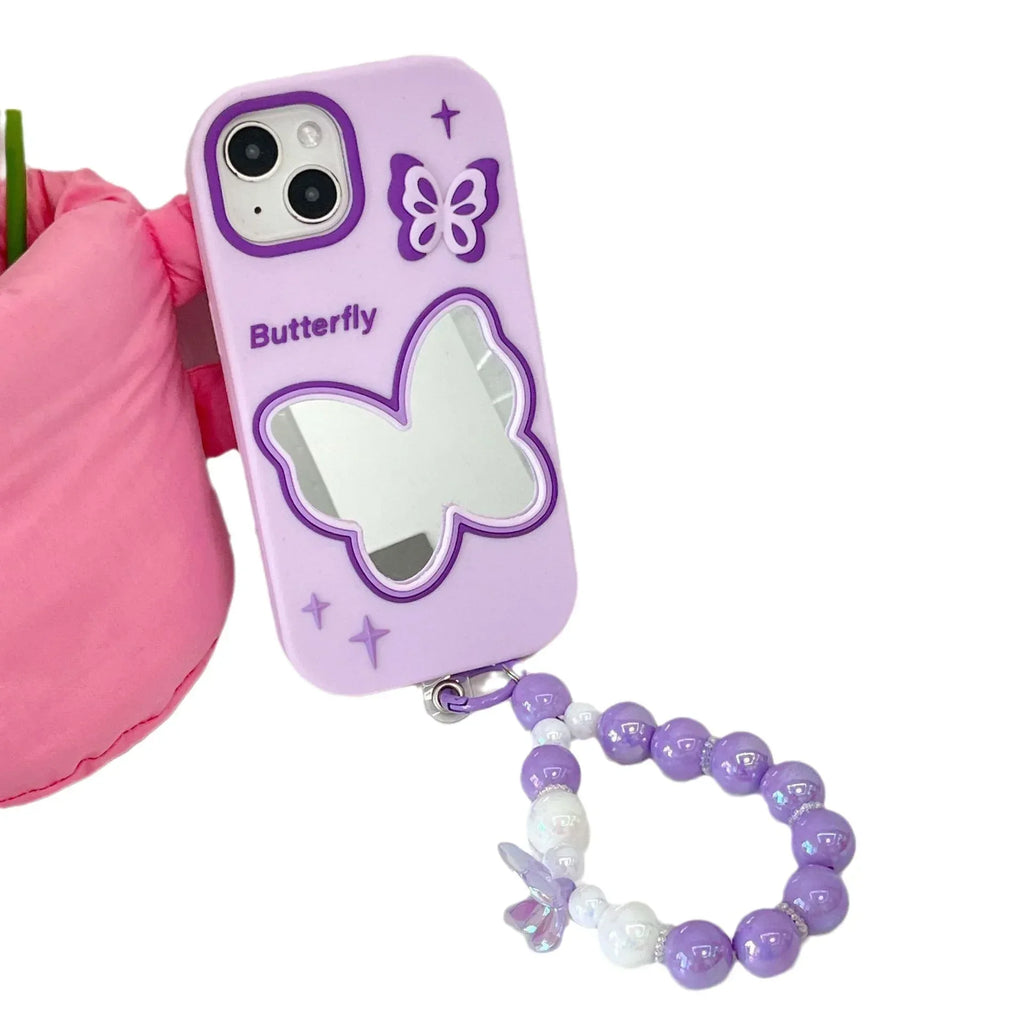 Purple Butterfly Mirror Silicone iPhone Case - Viexta