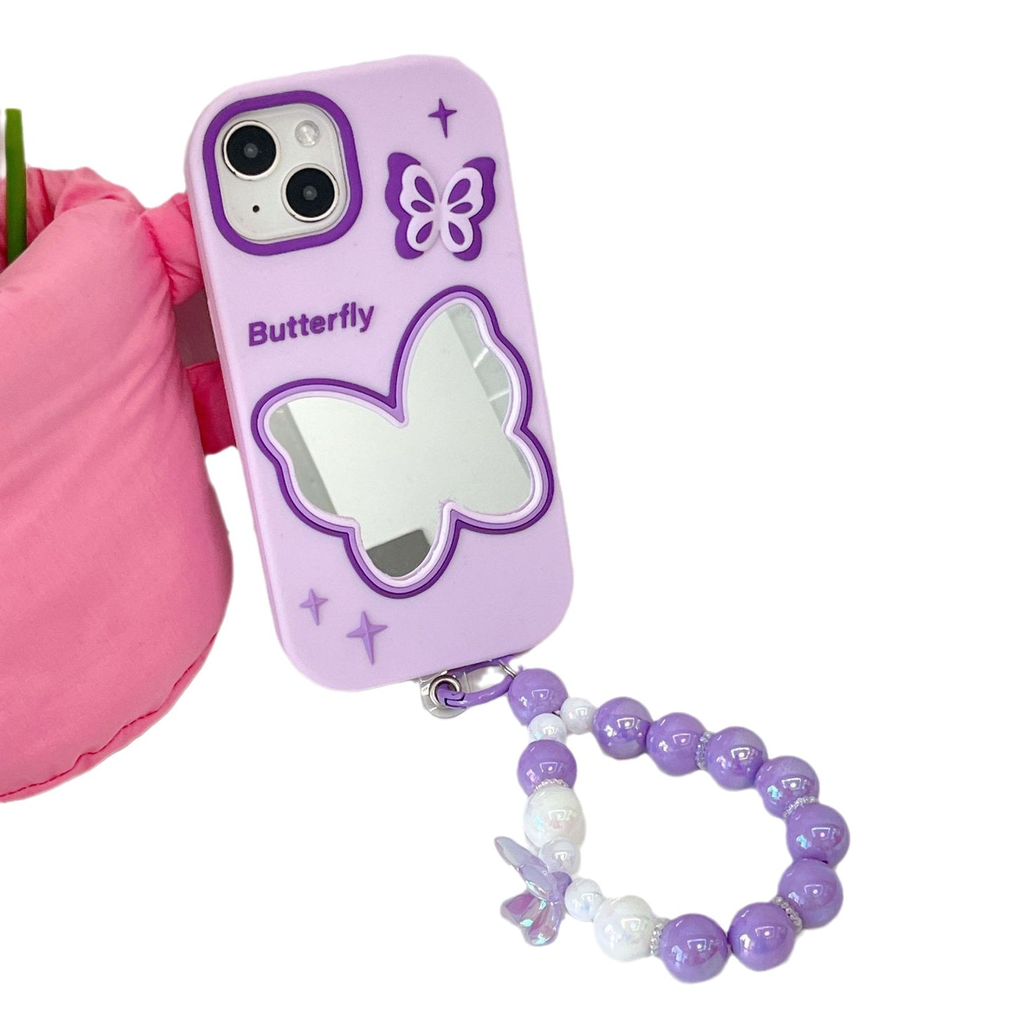 Purple Butterfly Mirror Silicone iPhone Case