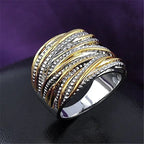 Retro Double Gold Texture rings - Viexta