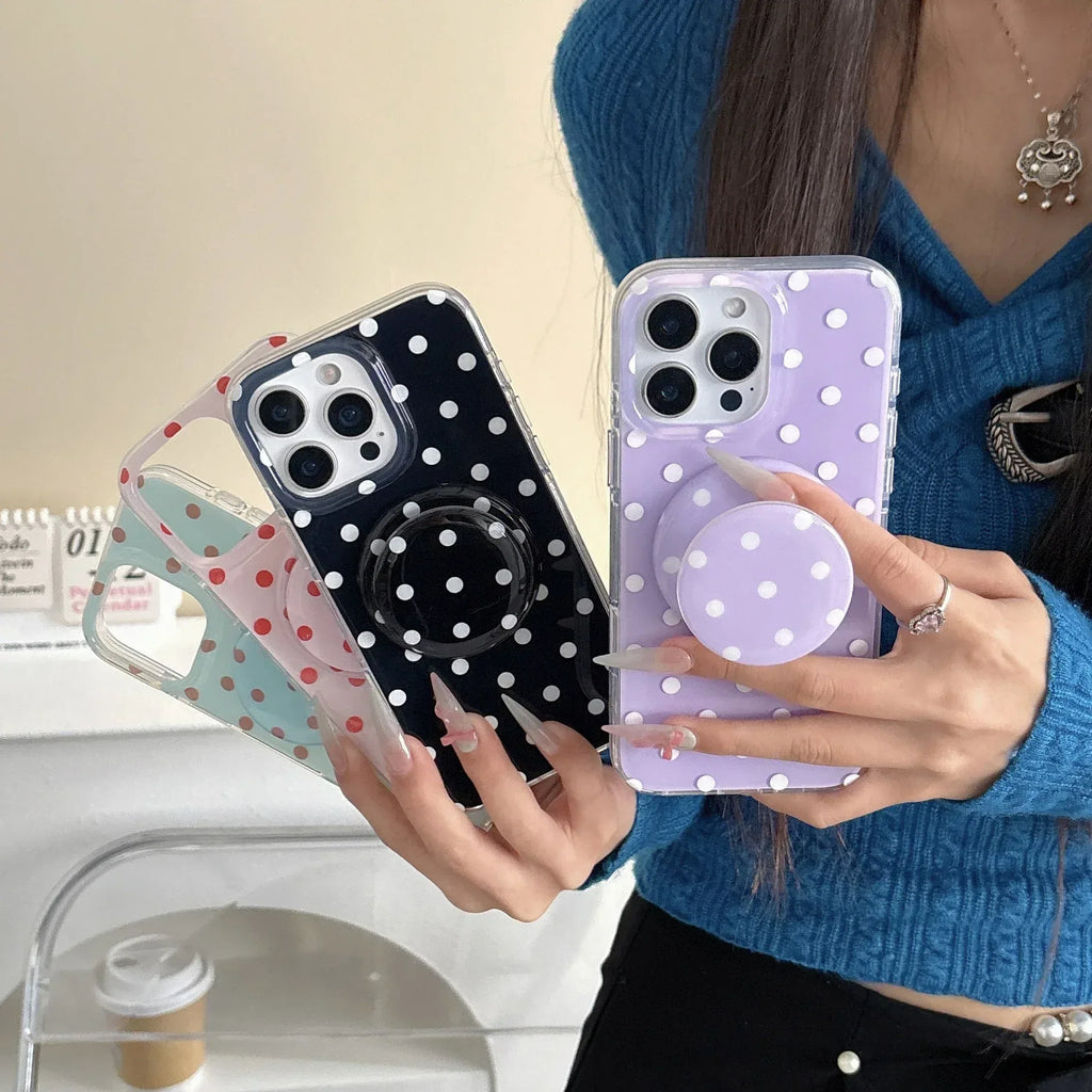 Polka Dot Magnetic Bracket iPhone Case - Viexta