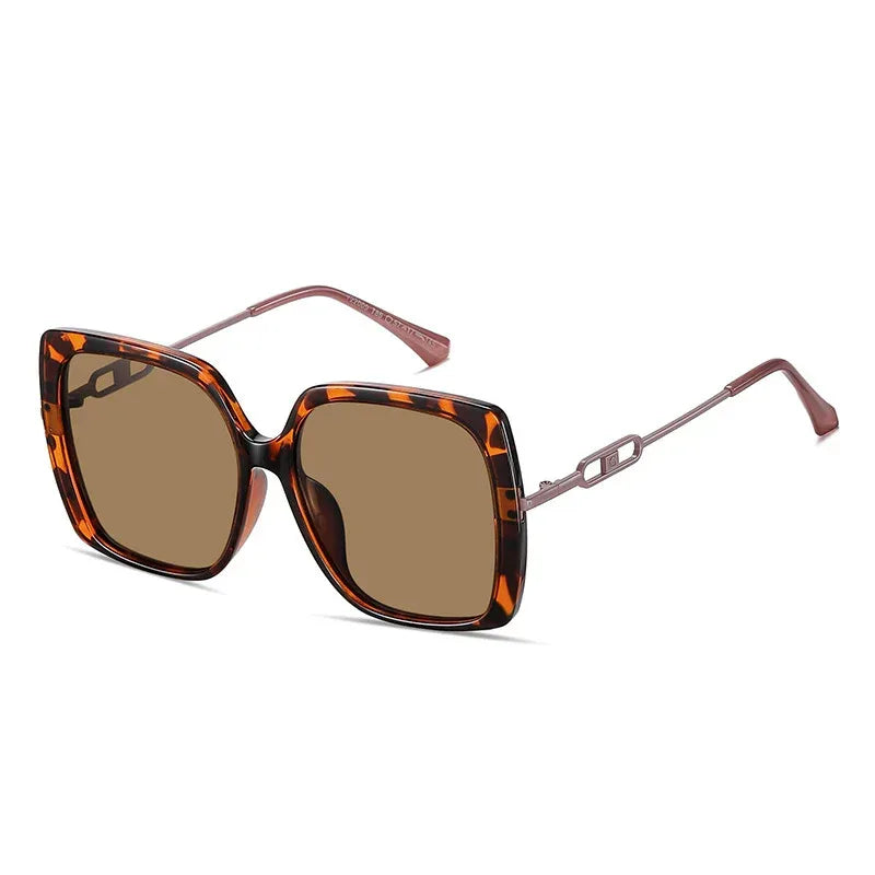 Large Framed Metal Polarized Sunglasses - Viexta