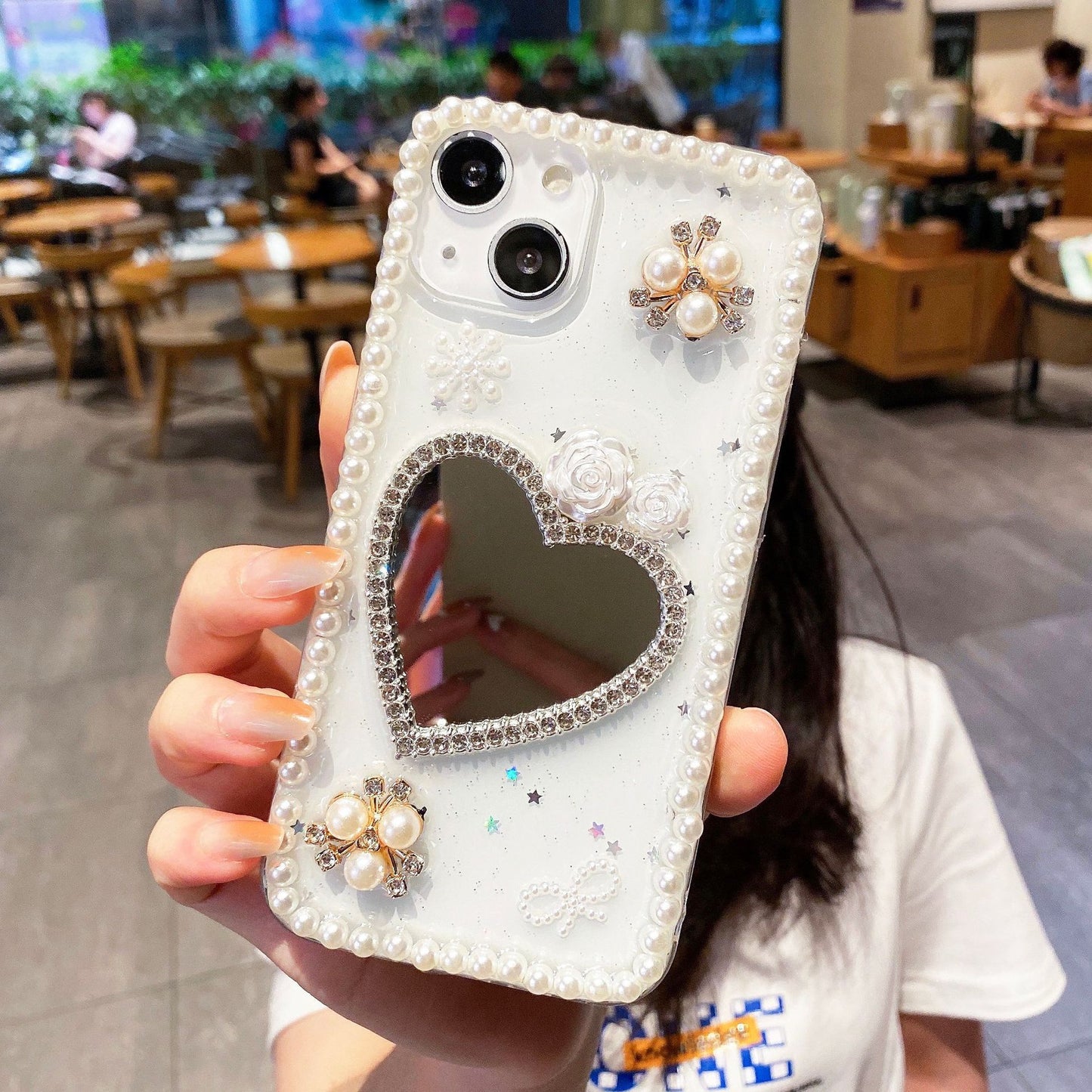 Love Pearl Transparent Mirror iPhone Case