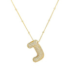 brass-zircon-bubble-letter-pendant-necklace - Viexta