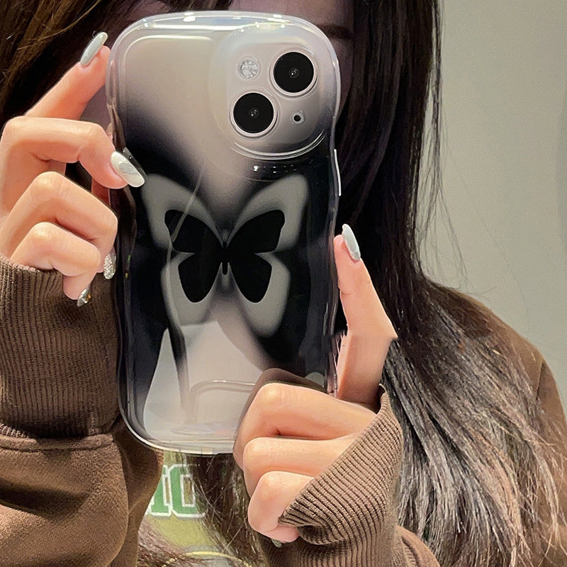 Niche Dizzy Dye Black Butterfly iPhone Case