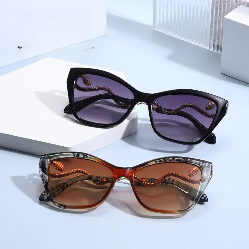 Retro Snake Temple Metal Cat Eye Party Sunglasses - Viexta