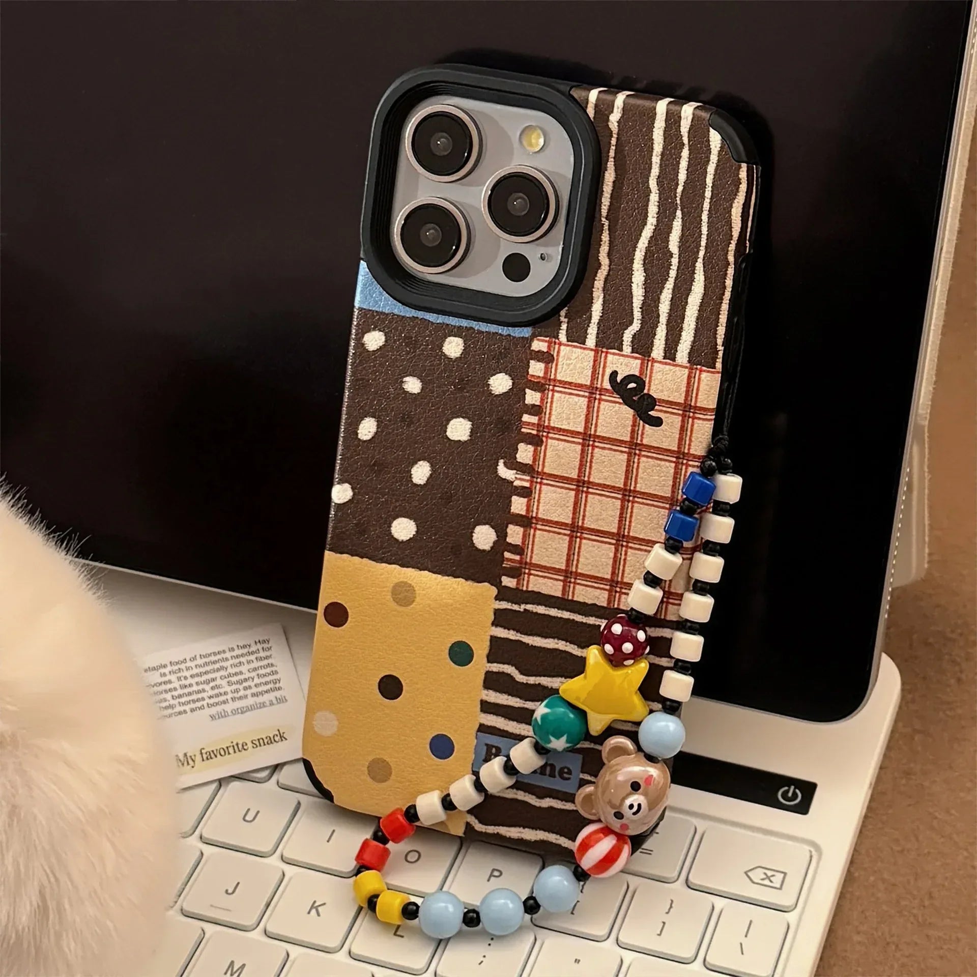 Retro Instagram-style Polka-dot Patchwork iPhone Case - Viexta