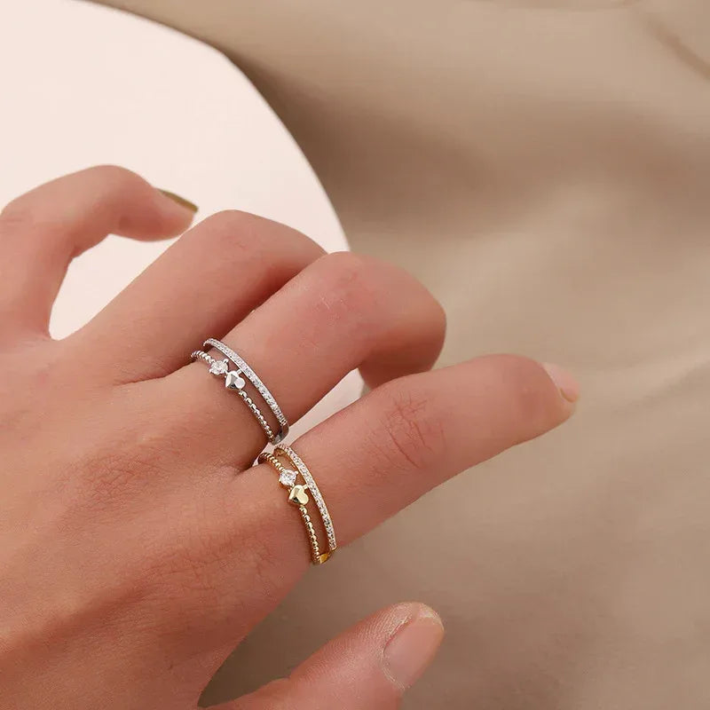 Heart-shaped Layered Ring - Viexta
