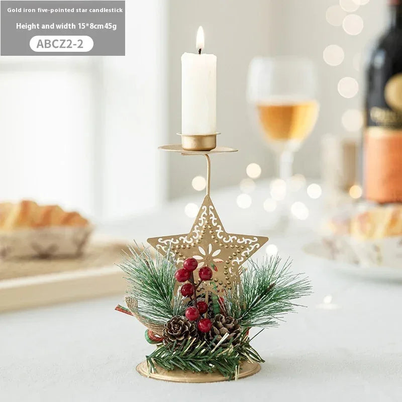 christmas-candlestick-golden-wrought-iron-window-decoration - Viexta