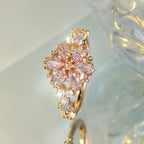 round-champagne-gold-horse-eye-diamond-ring - Viexta