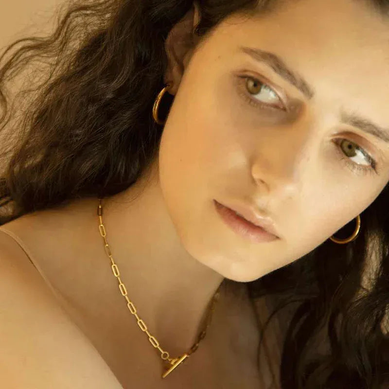 Vacuum Gold Plated Stainless Steel OT Necklace - Viexta