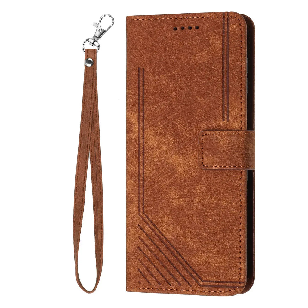 Leather Case Skin Frosted Striped Card Wallet iPhone case - Viexta