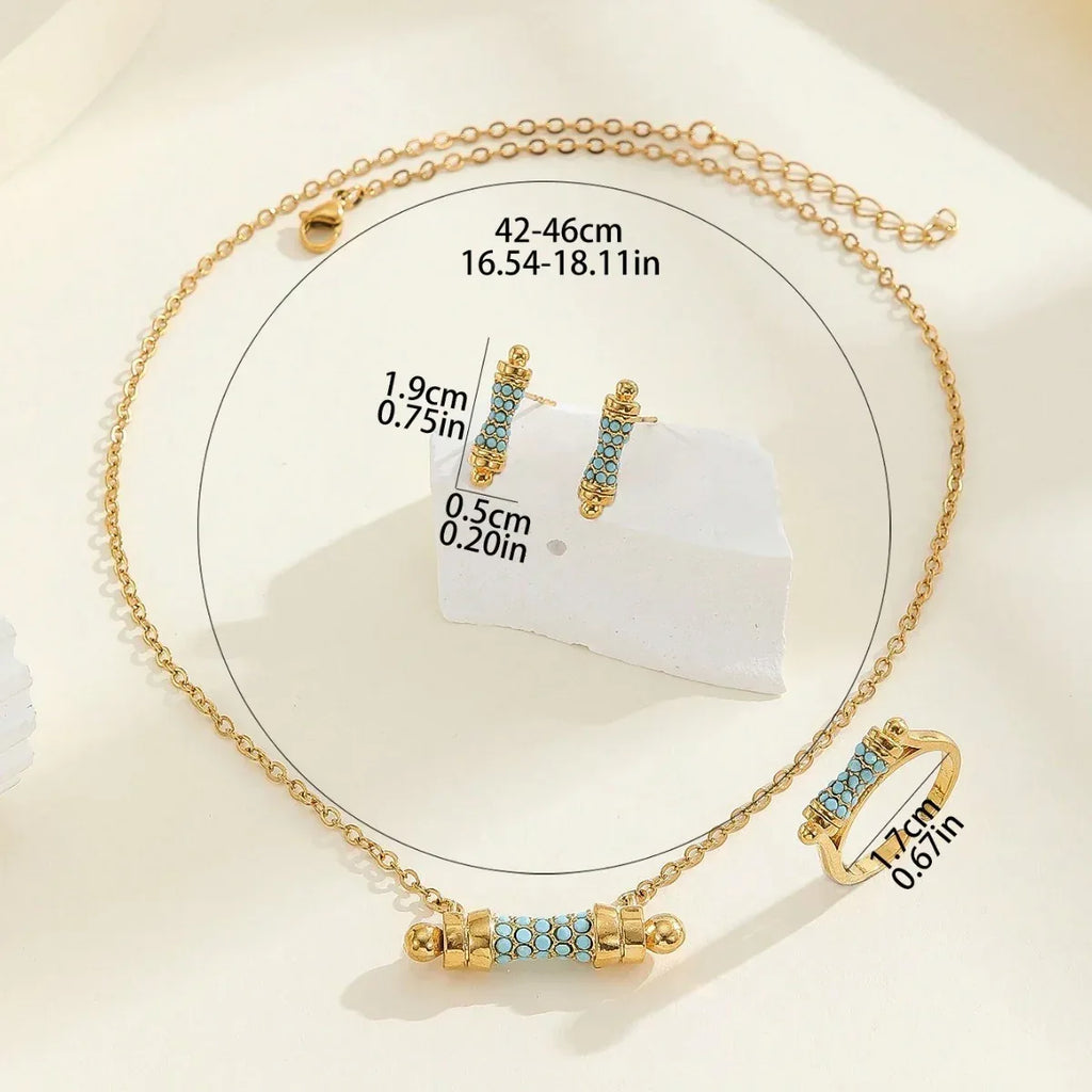 Acrylic Ring Necklace And Earring Suit - Viexta