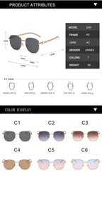 Oval Frame Metal Chain Sunglasses - Viexta