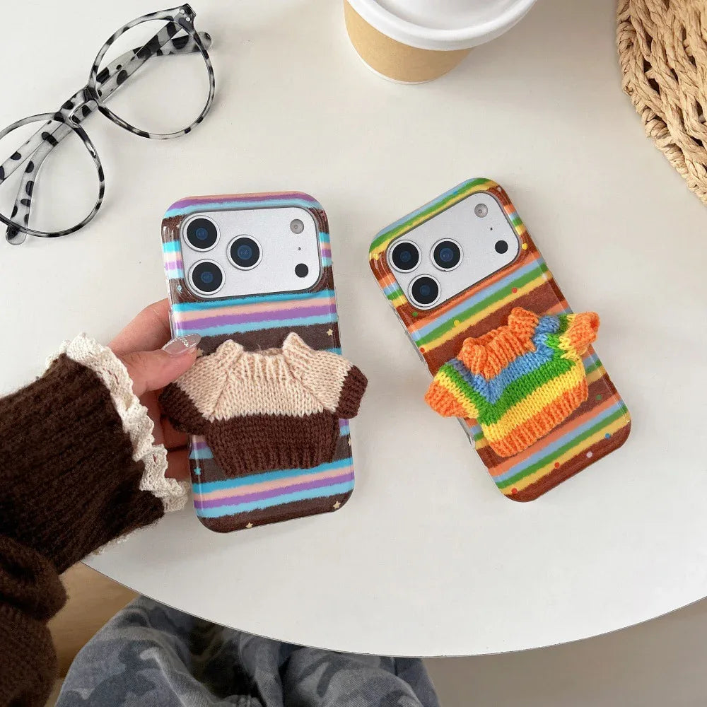 Striped 3D Sweater iPhone Case