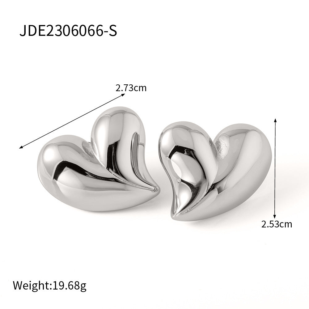 Elegant Heart Peach Stainless Steel Earrings