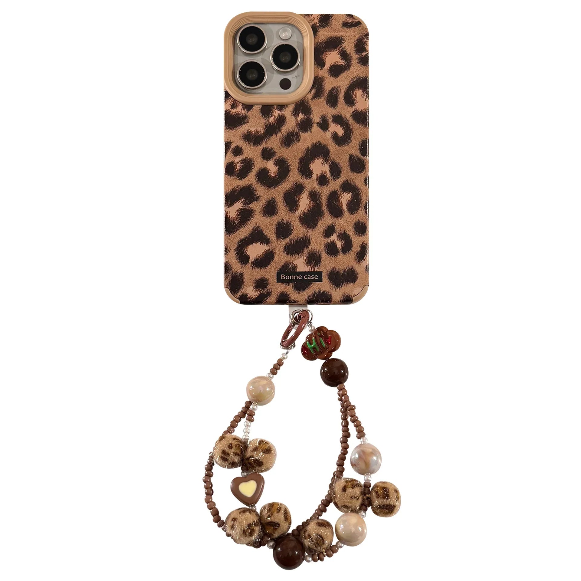 Leopard-Print Plush Lanyard iPhone Case