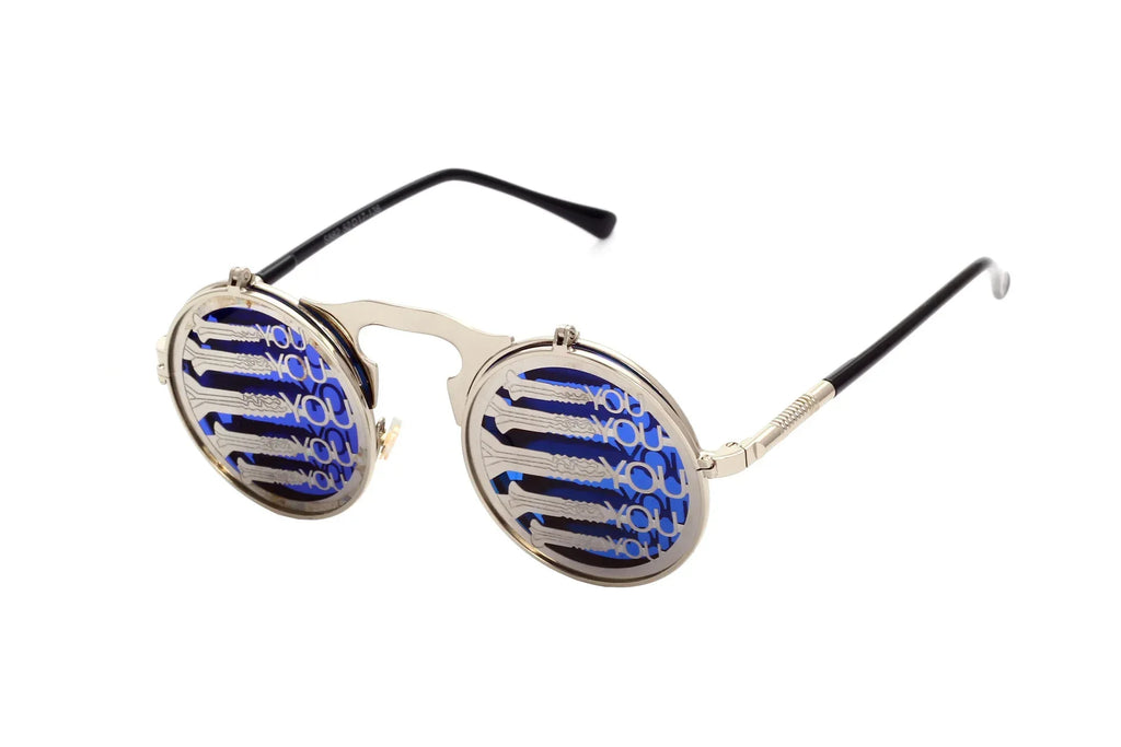 Men's Casual Retro Metal Punk Steam Flip Sunglasses - Viexta