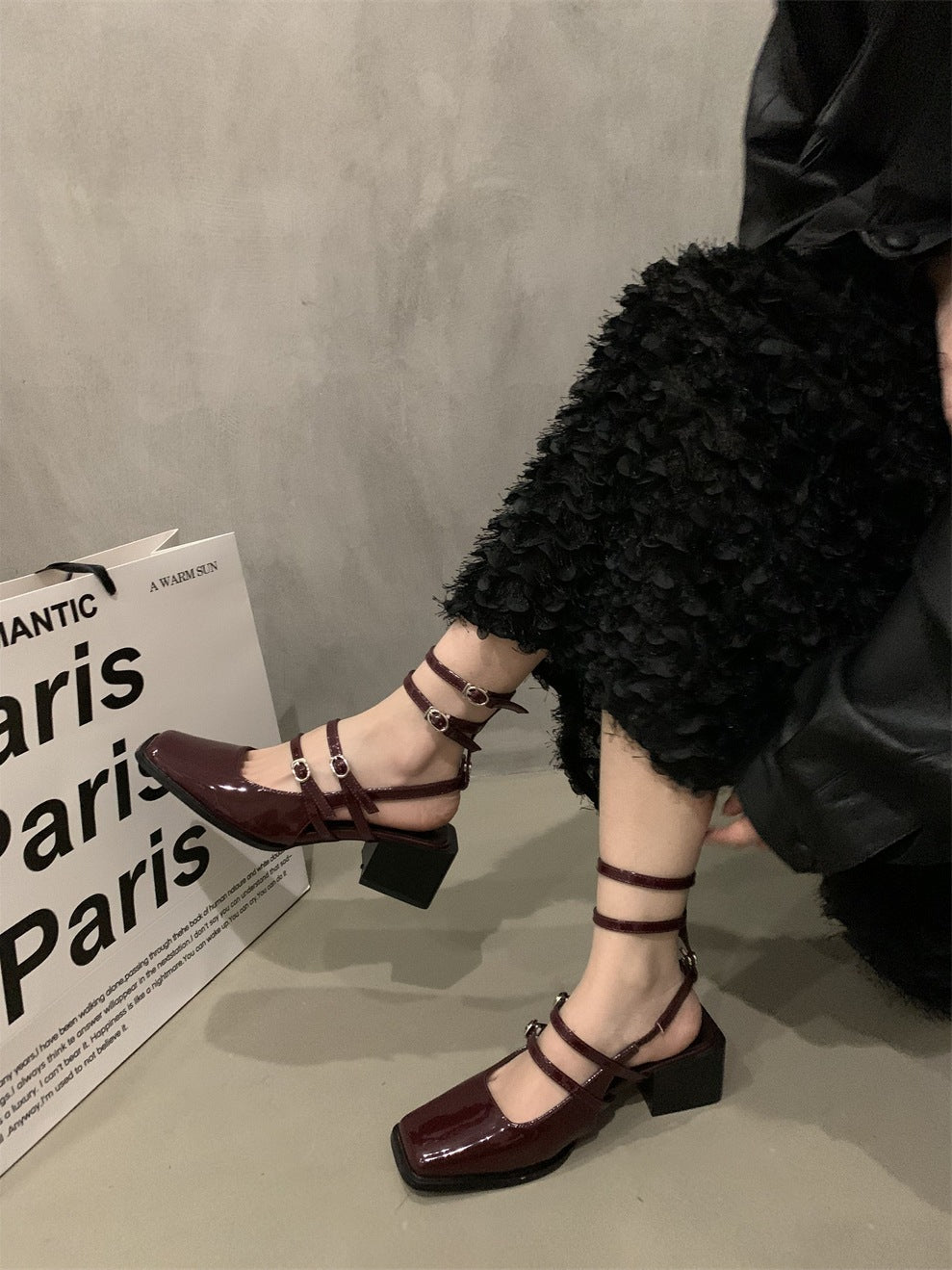 Women Thick Black High Heels