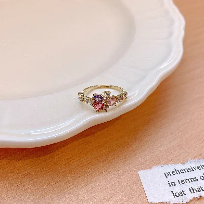 Micro Set Crystal Zircon Pearl Ring - Viexta