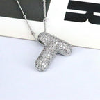 brass-zircon-bubble-letter-pendant-necklace - Viexta