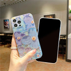 Oil Painting Purple And Blue Daisy Flower iPhone Case - Viexta