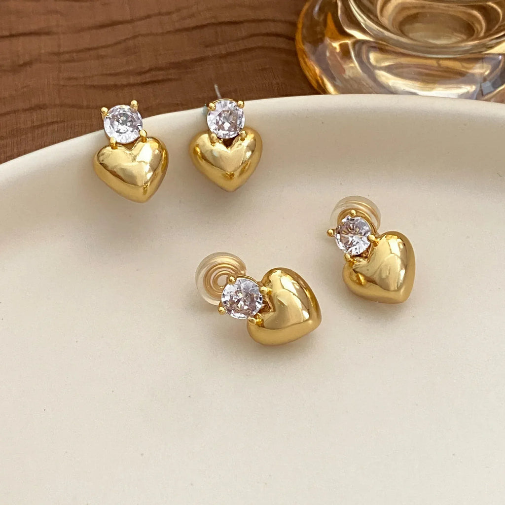 Glossy 3D Heart Earrings - Viexta