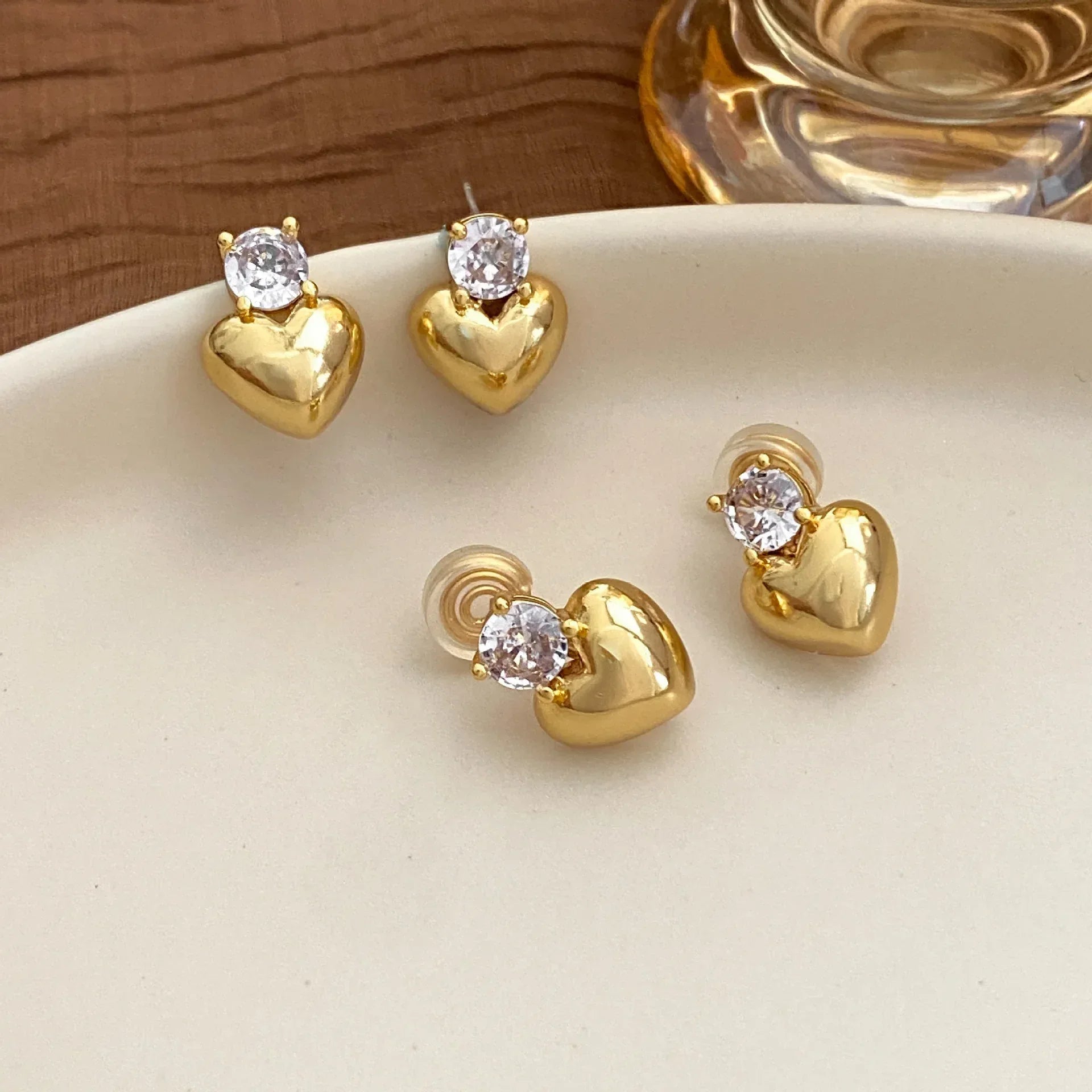 Glossy 3D Heart Earrings - Viexta