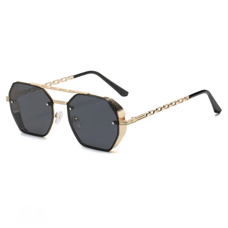 Womens Stylish Metal Chain-leg Sunglasses - Viexta