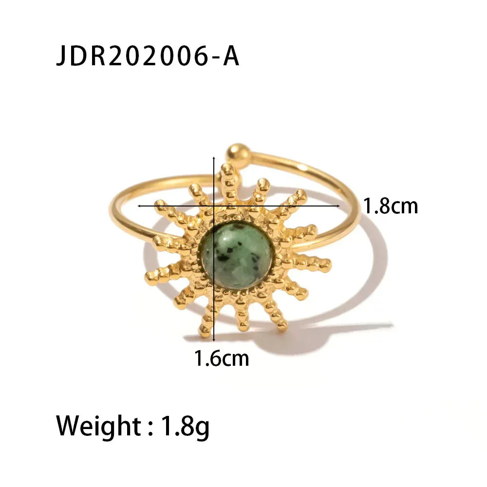 natural-gemstone-titanium-steel-open-end-ring - Viexta