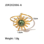 natural-gemstone-titanium-steel-open-end-ring - Viexta