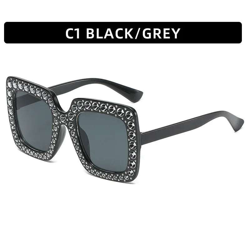 large-square-frame-with-rhinestones-sunglasses - Viexta