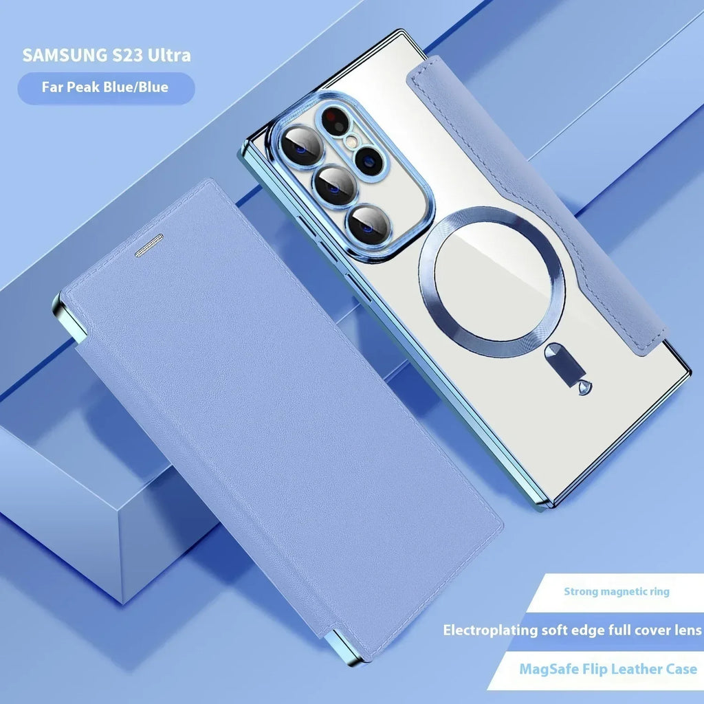 Electroplated Wireless Magnetic Business Flip Samsung Leather Case - Viexta