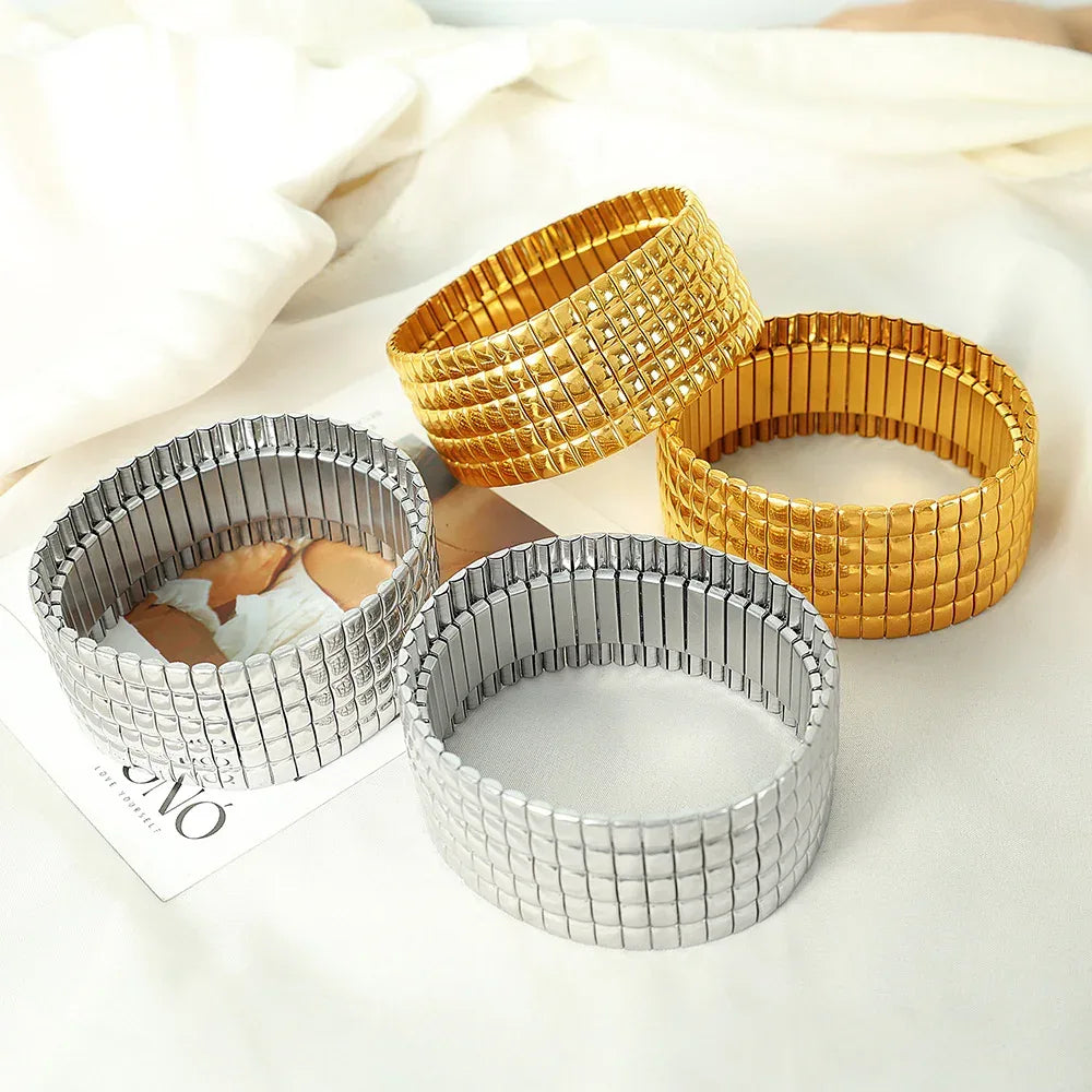 Stainless Steel Stretch Strap Retro Metal Bracelet - Viexta