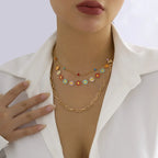 Colorful Gravel Ethnic Pendant Tassel Necklace - Viexta